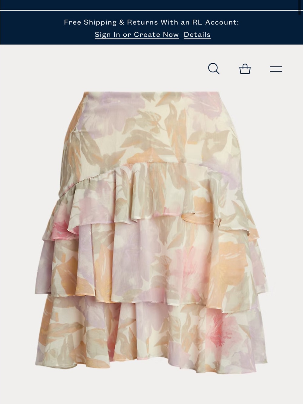 NWT Ralph Lauren Floral Tiered Ruffle Skirt - Pastel Multi